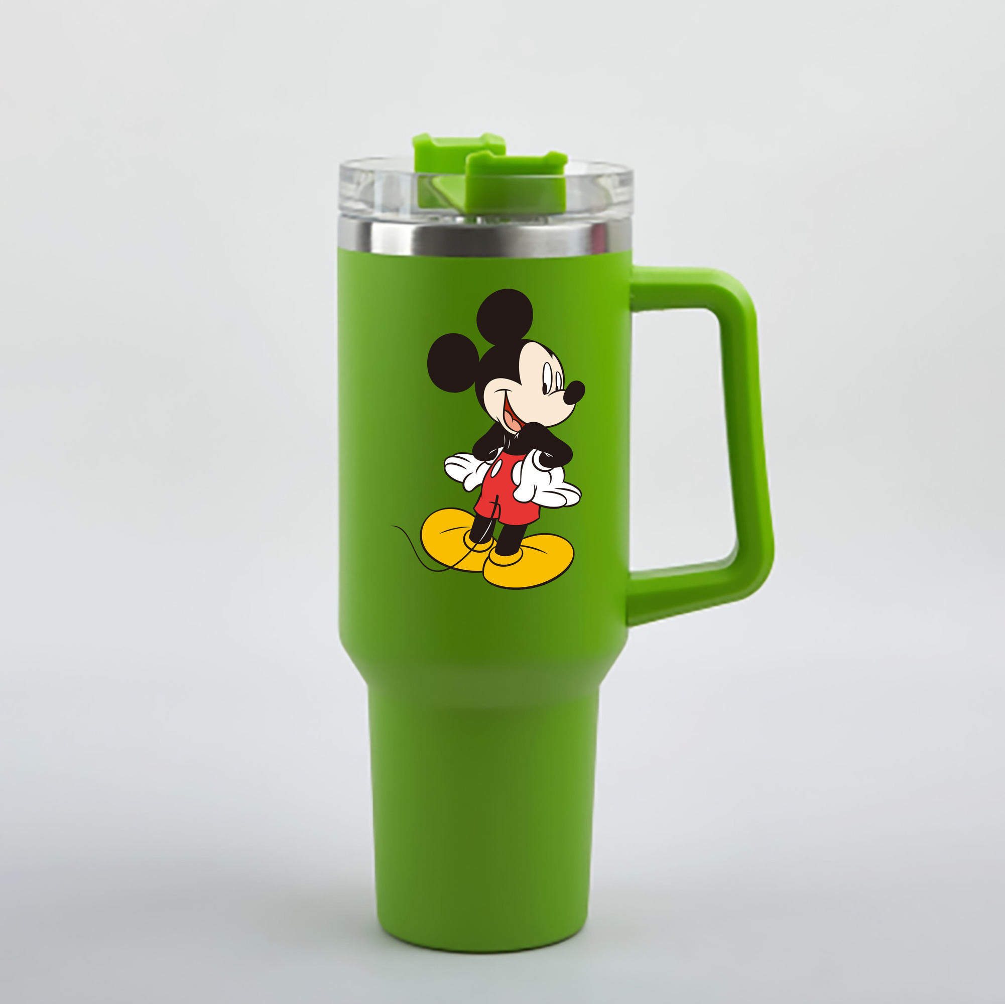 （画像用） ミッキーマウス Mickey Mouse 1200mL車用タンブラー - クリスタルステッカー（プラスチックストロー付き）